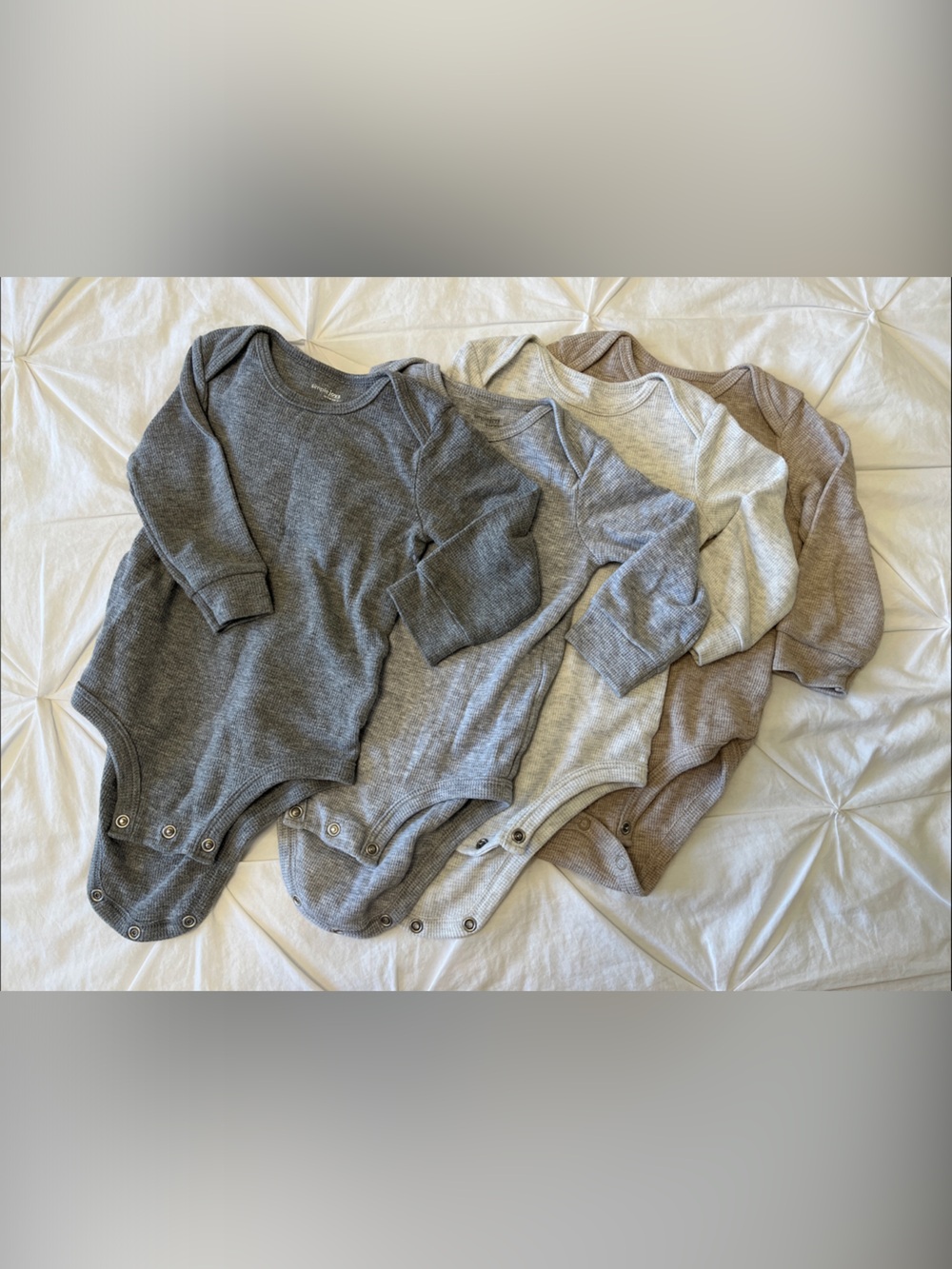 Carter's Neutral Long Sleeve Ribbed Bodysuits - Gray, Light Gray, Cream, Brown